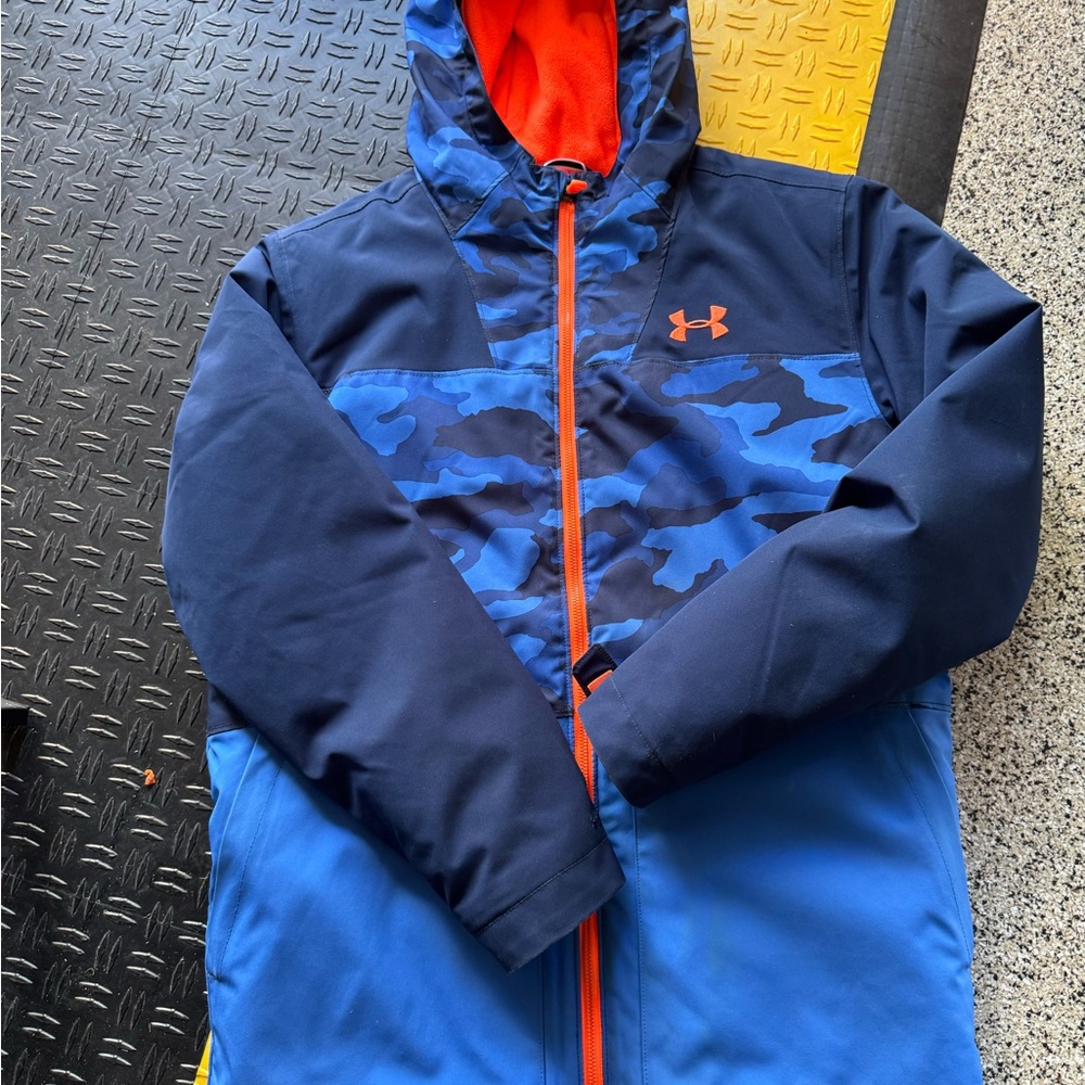 Under Armour Kids Blue Camo Winter coat with Orange Accents